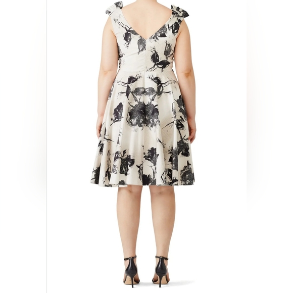 Christian Siriano Full Floral Skirt Dress Off-White and Black Size 12 - Picture 9 of 10